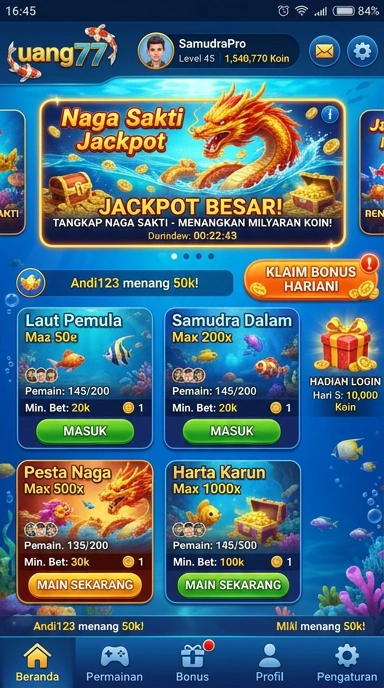 Fitur pencarian aplikasi yang cepat dan intuitif di uang77.